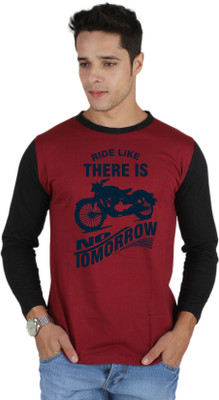 

SayItLoud Printed Men's Round Neck Maroon, Black T-Shirt, Black;maroon