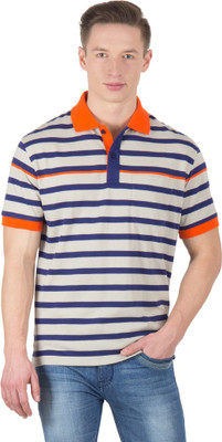 

Wilkins & Tuscany Striped Men's Polo Neck Grey T-Shirt, Grey morn