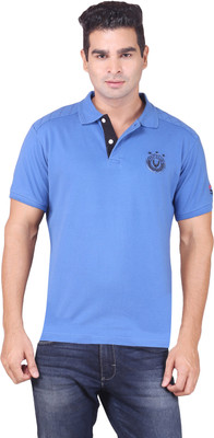 

PEP Club Solid Men' Polo Neck Blue T-Shirt