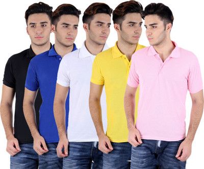 

Sanvi Traders Solid Men Polo Neck Multicolor T-Shirt(Pack of 5