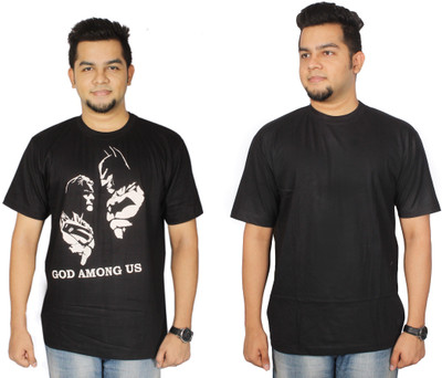 

Leo Clothing Printed Men's Round Neck Reversible Black T-Shirt(Pack of 2)