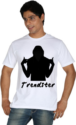 

Trendster Printed Men' Round Neck Black T-Shirt