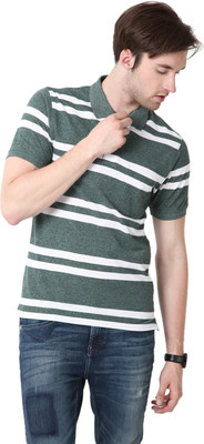

Mudo Striped Men's Mandarin Collar Blue T-Shirt