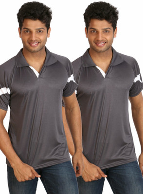

Campus Sutra Solid Men Polo Neck Grey T-Shirt(Pack of 2, Grey:grey