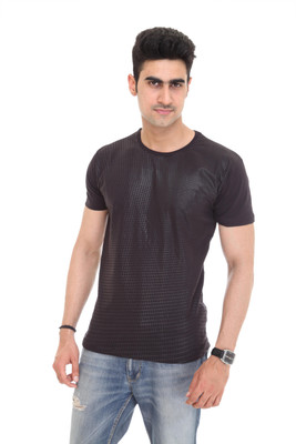 

Colors & Blends Geometric Print Men's Round Neck Black T-Shirt