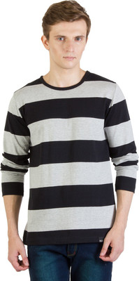 

Rigo Striped Men's Round Neck Black, Grey T-Shirt
