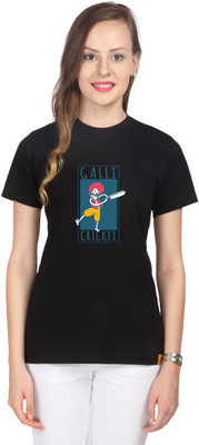 

Campus Sutra Printed Women' Round Neck Black T-Shirt