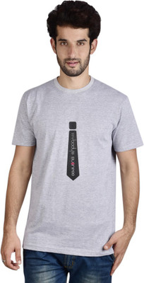 

Menlo Graphic Print Men's Round Neck Grey T-Shirt