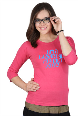 

SayItLoud Printed Women's Round Neck Pink T-Shirt