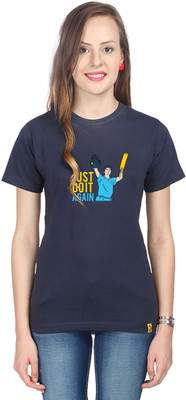 

Campus Sutra Printed Women' Round Neck Blue T-Shirt