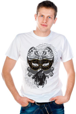 

6th Cross Graphic Print Men's Round Neck White T-Shirt