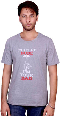 

Swadesi Stuff Printed Men's Round Neck Grey, White, Red T-Shirt