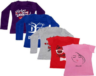 Indistar Printed Women Round Neck Purple, Red, Blue, Pink, Grey T-Shirt