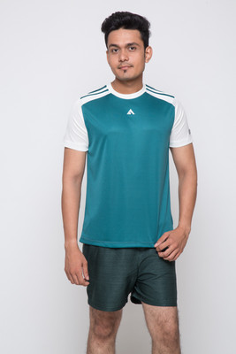 

Acetone Solid Men's Round Neck Green, Silver T-Shirt, Jade;silver