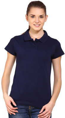 

Ap'pulse Solid Women' Polo Neck Dark Blue T-Shirt, Navy