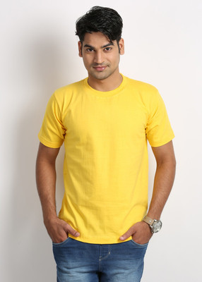 

Weardo Solid Men' Round Neck Yellow T-Shirt