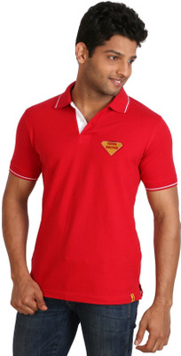 

Campus Sutra Solid Men Polo Neck Red T-Shirt