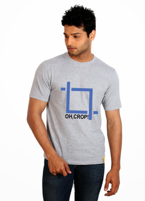 

Campus Sutra Printed Men Round Neck Grey T-Shirt