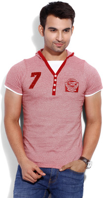 

Tiktauli De Corps Solid Men's Hooded Red T-Shirt, Dre