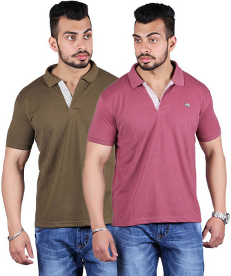 

Shineway Solid Men's Polo Neck Multicolor T-Shirt(Pack of 2, Coffee;magenta