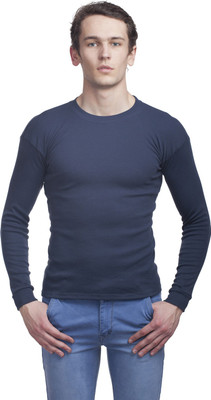 

Clo Clu Solid Men' Round Neck Blue T-Shirt