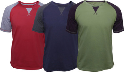 

Poshuis Solid Men's Round Neck Red, Green, Blue T-Shirt(Pack of 3), Blue;green;red