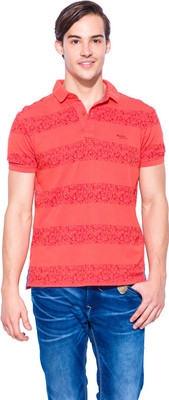 

Mufti Floral Print Men's Polo Neck Red T-Shirt, Tomato