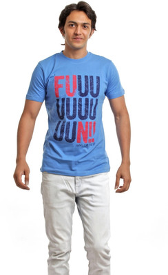 

BG69 Graphic Print Men's Round Neck Light Blue T-Shirt, Lt.blue