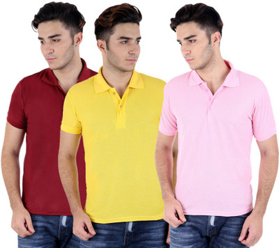 

Sanvi Traders Solid Men Polo Neck Multicolor T-Shirt(Pack of 3