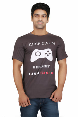 

Crazeis Printed Men's Round Neck Grey T-Shirt