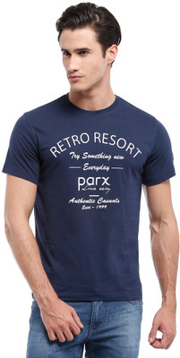 

Parx Printed Men's Round Neck Blue T-Shirt