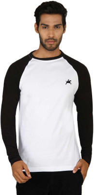 

SayItLoud Solid Men's Round Neck Black, White T-Shirt