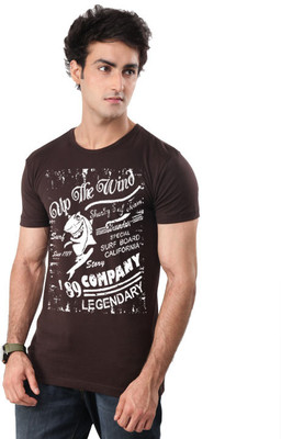 

Inkovy Graphic Print Men' Round Neck Brown T-Shirt