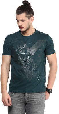 

Fritzberg Printed Men's Round Neck Green T-Shirt, Pine