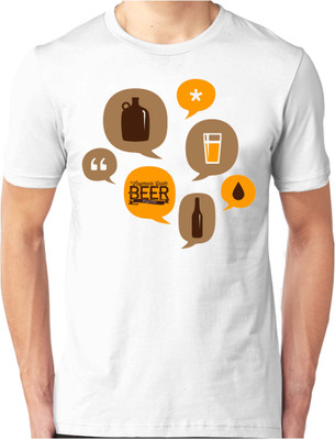 

Foscous Printed Men' Round Neck White T-Shirt