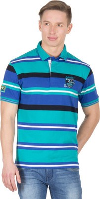 

Wilkins & Tuscany Striped Men's Polo Neck Green T-Shirt, Viridain green