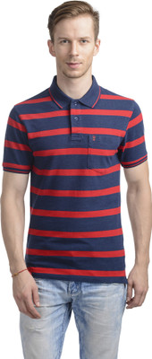 

WRIG Striped Men's Polo Neck Red T-Shirt
