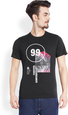 

Parx Printed Men's Round Neck Black T-Shirt