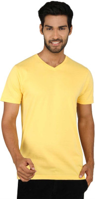 

SayItLoud Solid Men's V-neck Yellow T-Shirt