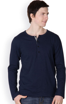 

Rigo Solid Men's Henley Dark Blue T-Shirt, Navy blue