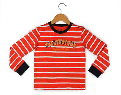 

Chalk by Pantaloons Boys Striped T Shirt(Orange, Pack of 1