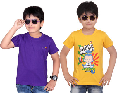 

Dongli Boys Solid T Shirt(Yellow, Pack of 2)