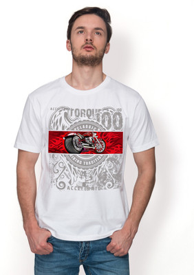 

Nikolas Graphic Print Men's Round Neck White T-Shirt