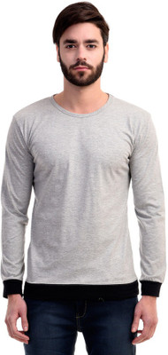 

Mi Moda Solid Men's Round Neck Grey, Black T-Shirt