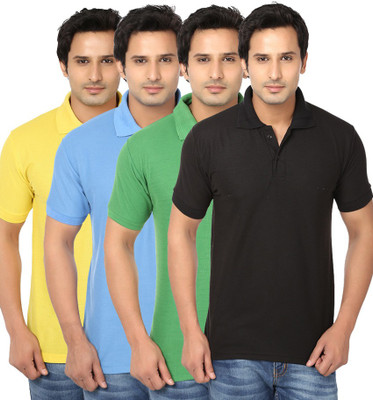 

Ansh Fashion Wear Solid Men's Polo Neck Multicolor T-Shirt(Pack of 4, Multi