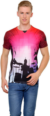 

Can Can Graphic Print Men's Round Neck Multicolor T-Shirt, White