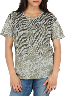 

Download Apparel Printed Women' Round Neck Green T-Shirt, Olive