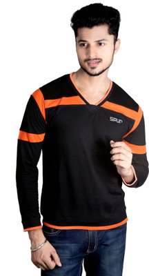 

Spur Self Design Men's V-neck Black T-Shirt