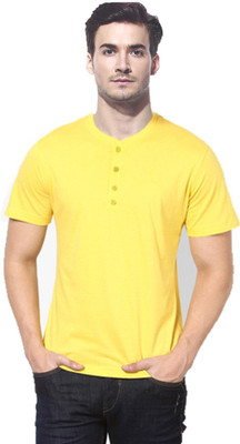 

Gallop Solid Men's Henley Yellow T-Shirt