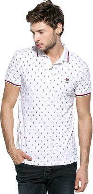 

Mufti Self Design Men's Polo Neck White T-Shirt